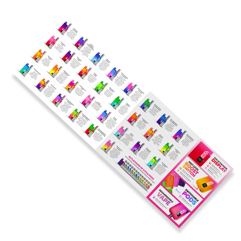 PIXL 8000 Flavour Descriptions A4 Leaflet