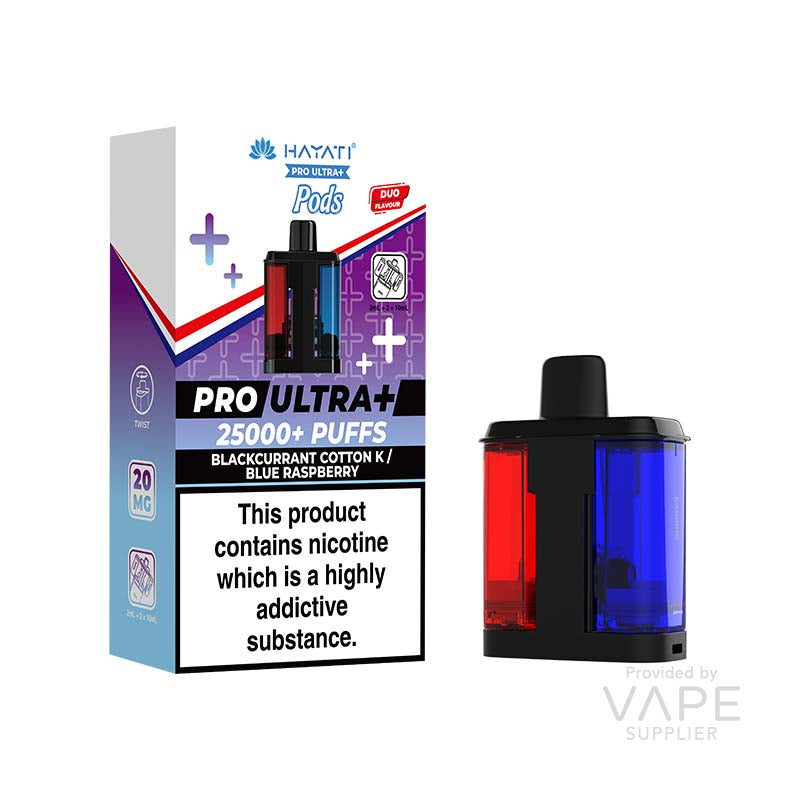 Hayati Pro Ultra Blackcurrant Cotton K and Blue Raspberry 20mg Prefilled Pods
