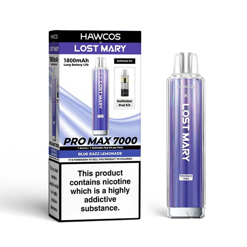 HAWCOS x Lost Mary Pro Max 7000 20mg Prefilled Pod Kit Blue Razz Lemonade