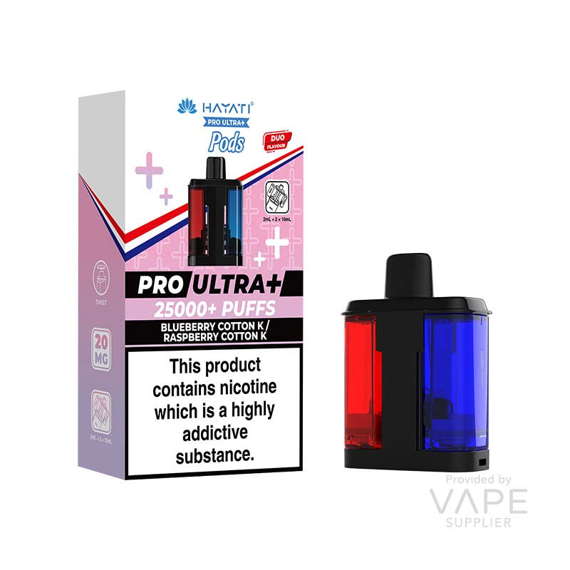 Hayati Pro Ultra Blackcurrant Cotton K and Blue Raspberry 20mg Prefilled Pods