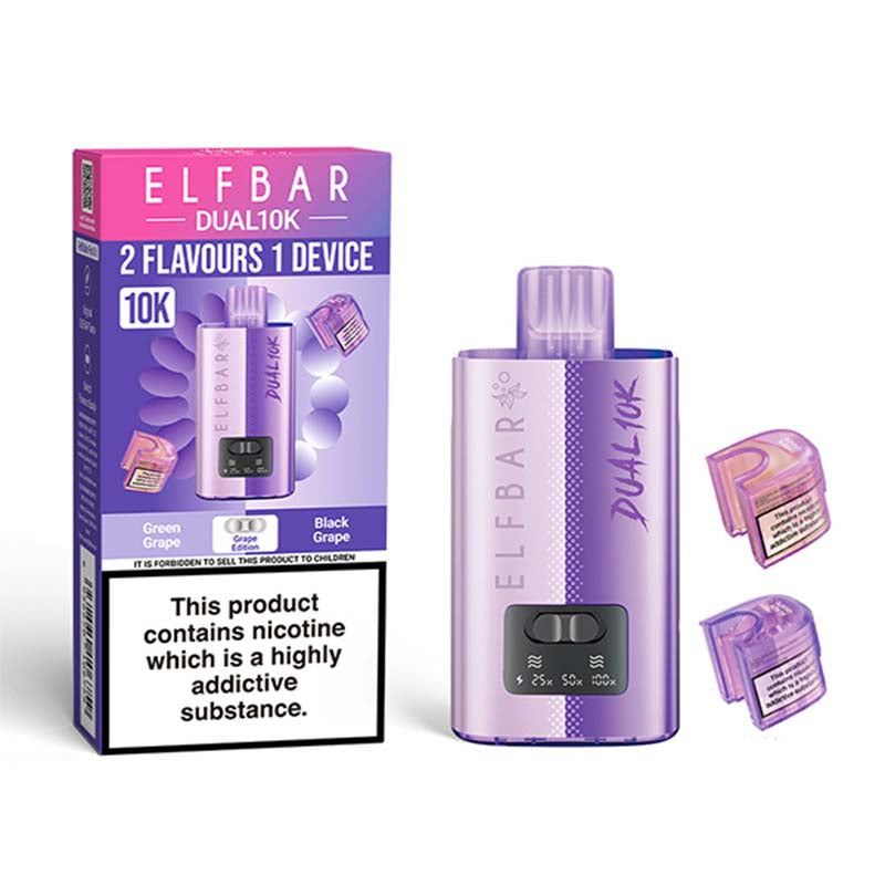 elf bar dual 10k 20mg legal big puff device grape edition