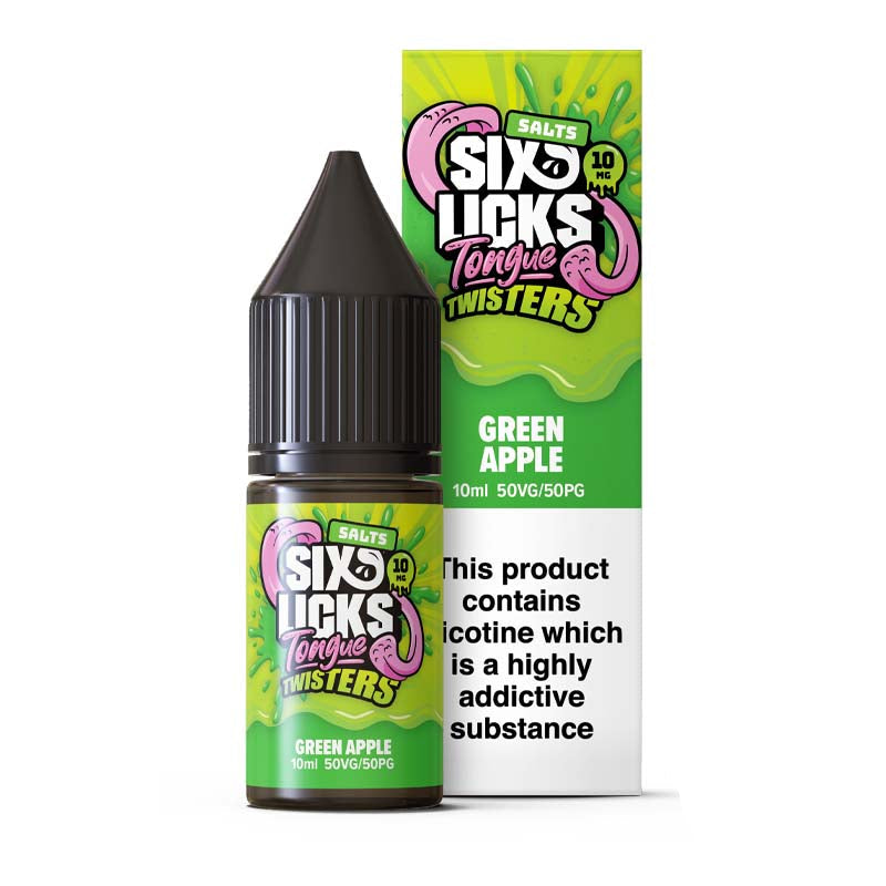 six licks 10mg nic salt green apple