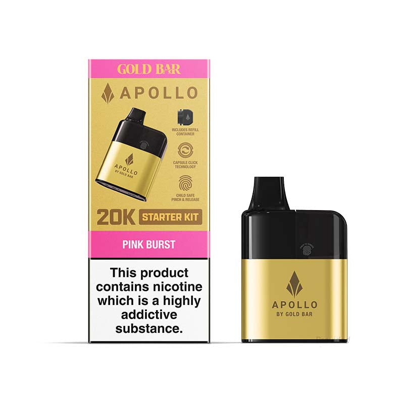 gold bar apollo aio big puff kit 20mg pink burst