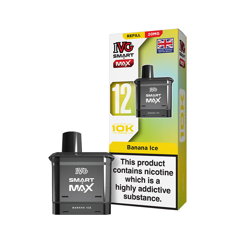 IVG Smart Max Banana Ice Prefilled Vape Pod + Refill: Enjoy - Vapesupermall IVG Smart Max Banana Ice Prefilled Vape Pod + Refill: Enjoy - Vapesupermall