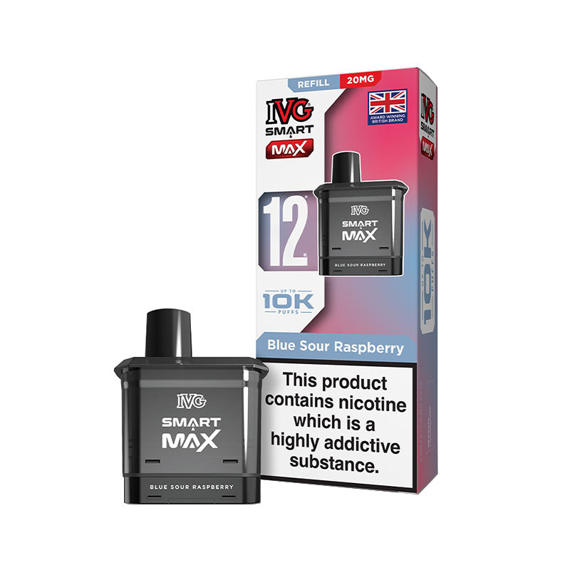 IVG Smart Max Blue Sour Raspberry Vape Pod + Refill - Vapesupermall IVG Smart Max Blue Sour Raspberry Vape Pod + Refill - Vapesupermall
