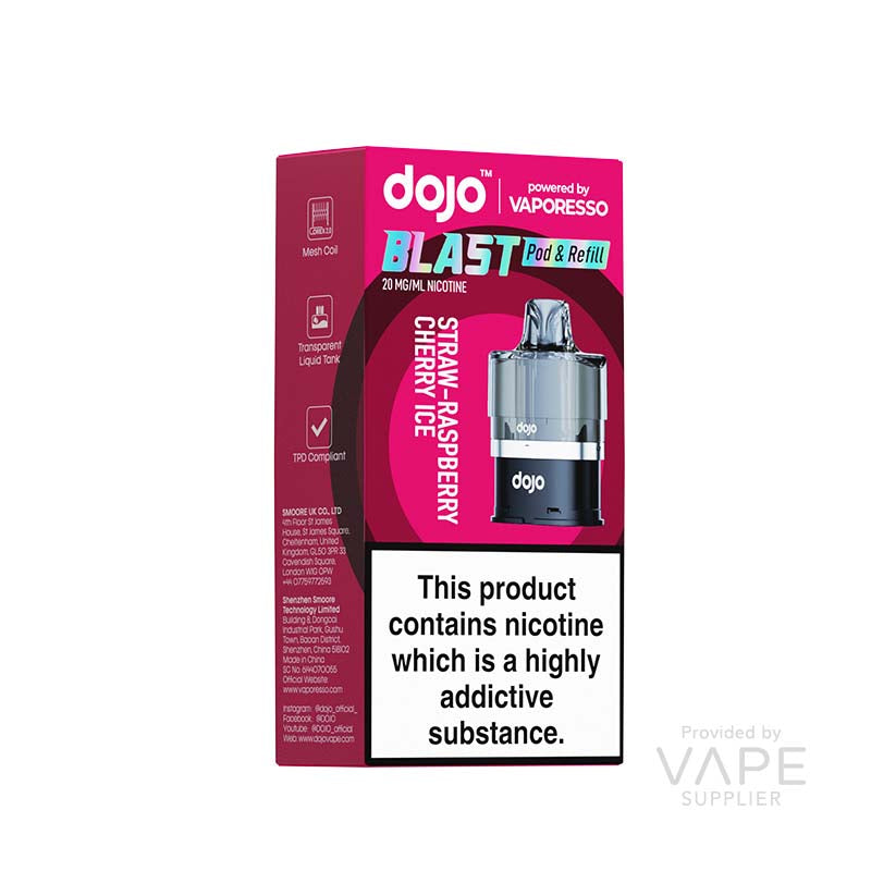 vaporesso dojo blast 6000 pods straw raspberry cherry ice
