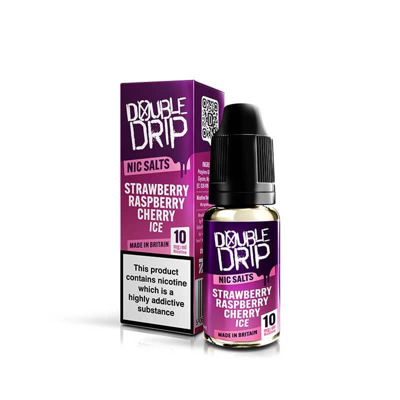 Double Drip Strawberry Raspberry Cherry Ice Nic Salt 10ml E-Liquid