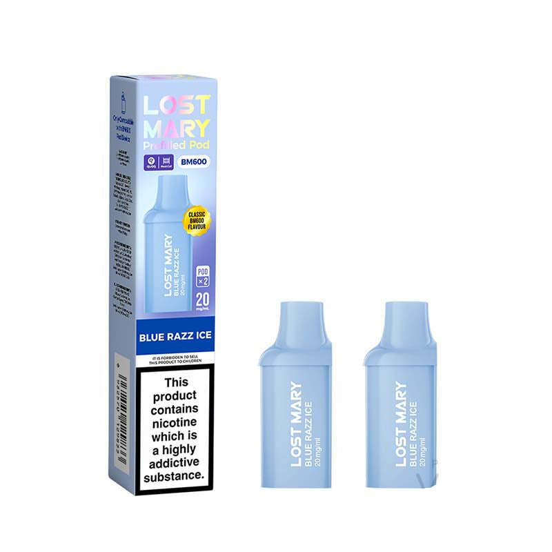 Lost Mary BM600 Blue Razz Ice 20mg Pre-Filled Vape Pods