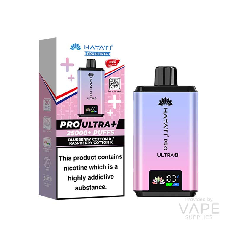 Hayati Pro Ultra 20mg Prefilled Pod Kit Blackcurrant Cotton K and Blue Raspberry