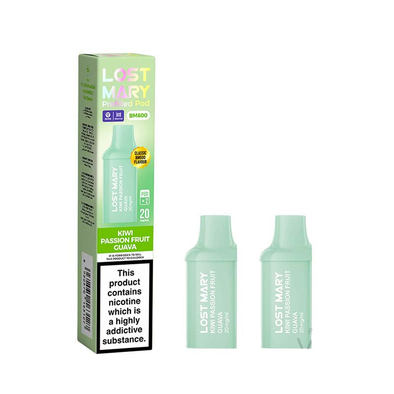 Lost Mary BM600 2 Pack Kiwi Passion Fruit Guava 20mg Prefilled Pods