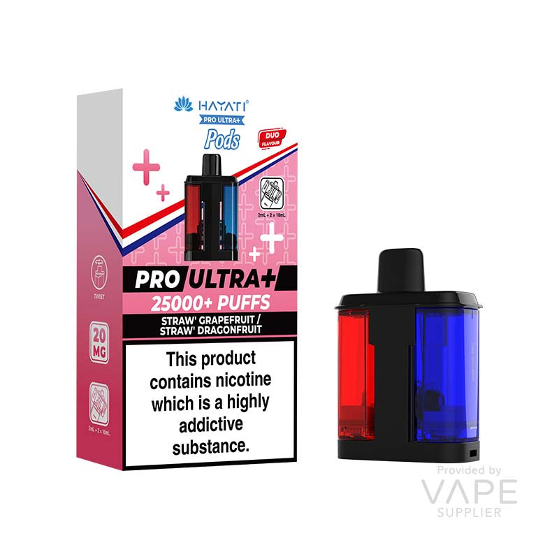 Hayati Pro Ultra Straw Grapefruit and Straw Dragonfruit 20mg Prefilled Pods