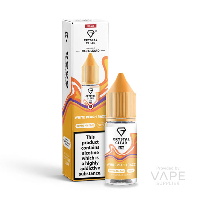 crystal clear 10mg nic salt white peach razz